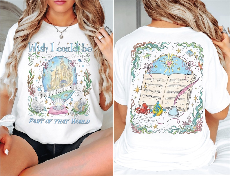 Koszulka Disney Mała Syrenka Comfort Colors w stylu vintage, część Twojego świata, koszulka z kokardą Księżniczka Ariel Kokietka, koszulka Disney Princess dla dziewczynek zdjęcie 3