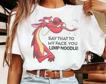 Camiseta de Mushu de Mulán de Disney, Camiseta de Mushu de Disney "Dime eso a mi cara", Camiseta divertida de dragón, Camiseta a juego para la familia Disney, Camiseta para el viaje a Disneyland WDW