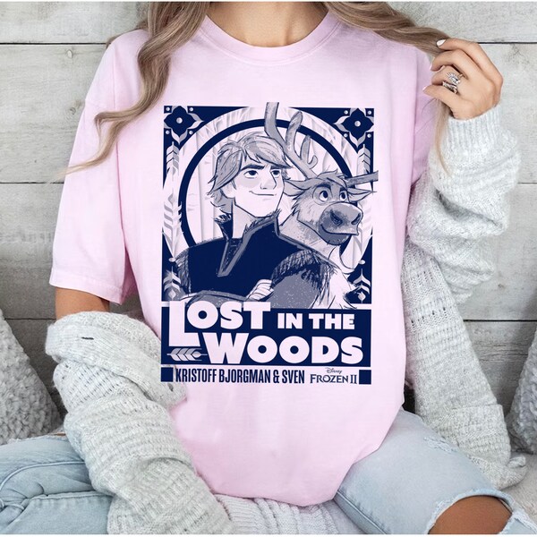 Disney Frozen 2 Kristoff & Sven Lost In The Woods Poster T-Shirt, Disneyland Christmas Matching Family Shirts, Christmas Squad Shirt