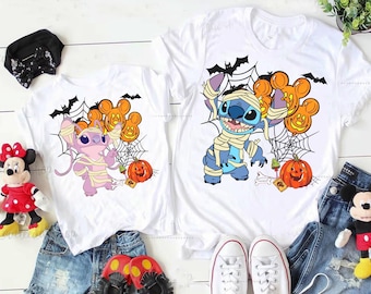 Camiseta de Halloween de Disney Stitch y Angel Mummy, camiseta de Halloween de Lilo y Stitch, camiseta familiar a juego de Halloween de Disneyland