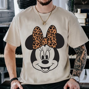 Disney Mickey And Friends Minnie Mouse Leopard Bow Portrait T-Shirt, Disneyland Family Matching Shirts, Disney Birthday Adult Kid Shirt