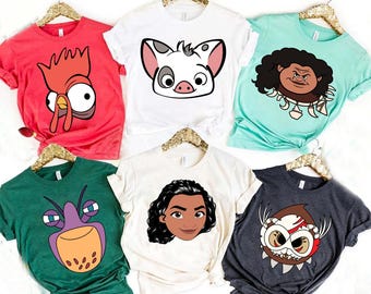 Personalized Disney Moana Characters Big Face Halloween Shirt, Disney Moana Maui Hei Hei Pua Kakamora Halloween Shirt, Disneyland Trip Shirt