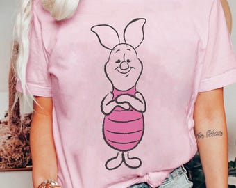 Disney Winnie The Pooh Piglet Simple Sketch T-Shirt, Disneyland Family Matching Shirts, Disney Birthday Adult Kid Shirt, Magic Kingdom Shirt