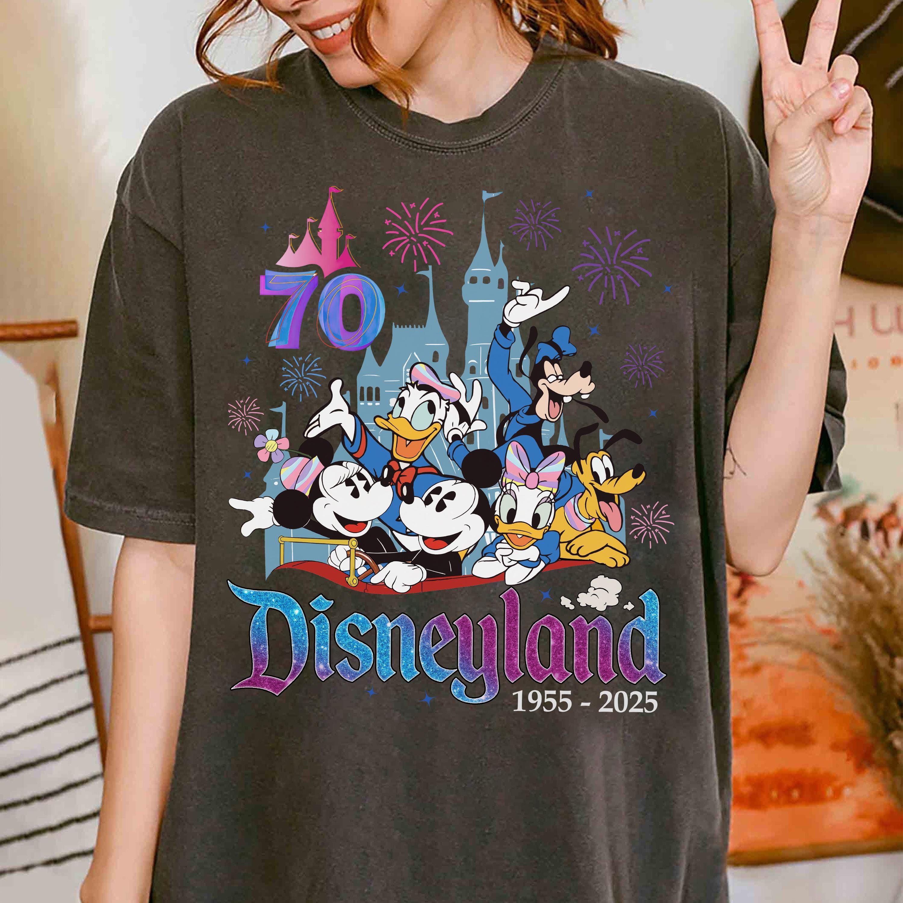Disneyland 70周年記念 半袖シャツ Disneyland 70周年記念 半袖シャツ Disneyland 70th birthday shirt