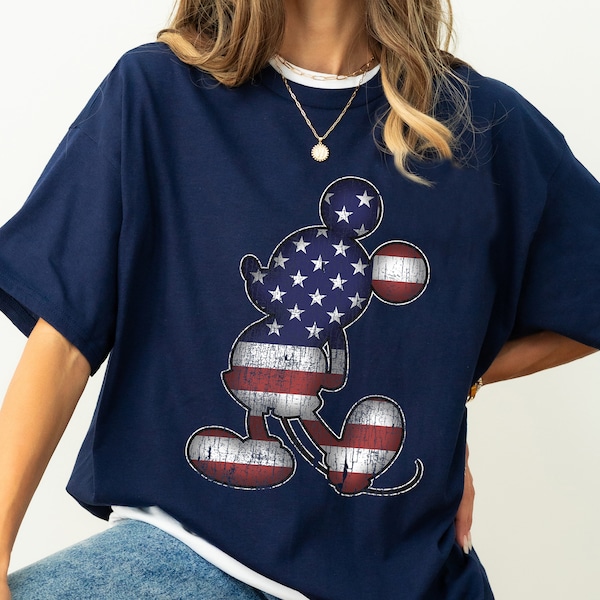 Disney Mickey Americana 4th of July Mickey Mouse T-Shirt Unisex T-Shirt Shirt Gift For Men Women Hoodie Sweatshirt Kid T-Shirt