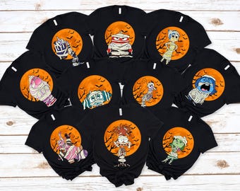 Camiseta de disfraz de momia de los personajes de Inside Out 2 de Disney, Alegría, Ira, Ansiedad, Envidia, camiseta de disfraz de Halloween, camiseta a juego para grupo de Halloween de Disney