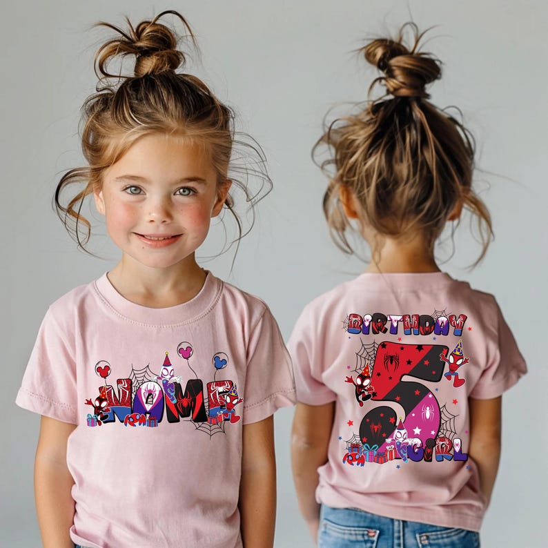 Personalized Two-Sided Spidey and His Amazing Friends Character Shirt, Disney Spidey Birthday Shirt, Disneyland Family Matching Shirt image 3