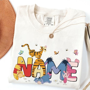 Custom Name Winnie The Pooh Shirt, Personalized Disney Pooh Tigger Eeyore Piglet Matching Tee, Name Kids Shirt, Custom Boy Epcot Vacation
