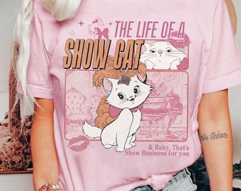 Camiseta vintage de Disney "Los Aristogatos", "Marie Cat", "La vida de un gato", para chicas en Disneyland, para amantes de los gatos y para familias en Disneyland.