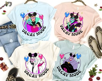 Retro 90s Disney Villains Bad Girls Wear Mickey Ears Balloon Vacay Mode Shirt, Evil Queen Maleficent Ursula Cruella Shirt, Disneyland Trip