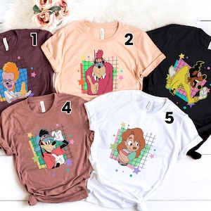 Retro 90s Disney A Goofy Movie Cheeza Bigfoot Powerline Max Roxanne Vintage Disney Shirt, Disneyland Trip Family Matching Shirts