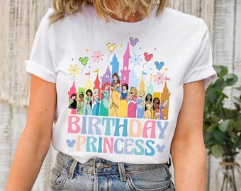Disney Princesses Birthday Shirt, Disney Princess Birthday Shirt, Disney Girl&#39;s Birthday Shirt, Disneyland Vacation Family Matching Shirt