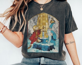 Retro Arthur en Merlin shirt het zwaard in de steen shirt, Magic Kingdom shirt, Disney familie bijpassende shirt, Disney Group bijpassende shirts