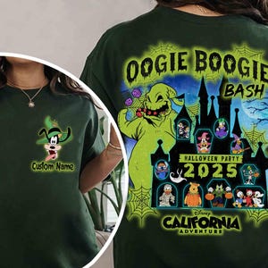 2-Sided Personalized Disneyland Halloween Oogie Boogie Bash 2026 Tee, California Adventure Park, Mickey and Friends Oogie Boogie Jack Sally image 2