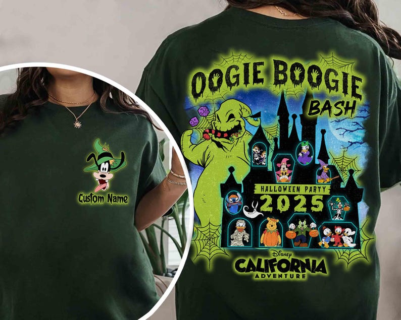 2-Sided Personalized Disneyland Halloween Oogie Boogie Bash 2026 Tee, California Adventure Park, Mickey and Friends Oogie Boogie Jack Sally image 2