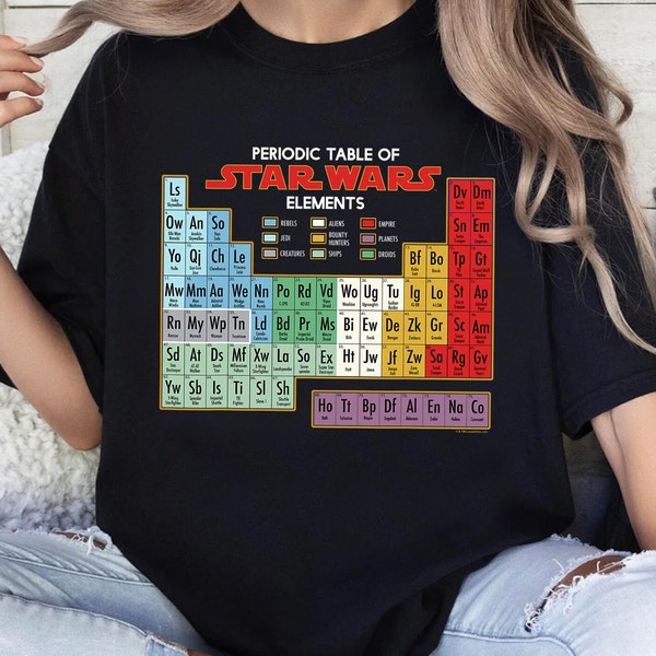 Star Wars Periodic Table of Elements Graphic, Star Wars Celebration, Galaxy's Edge, Star Wars Day, Walt Disney World Shirt, Disneyland Tee