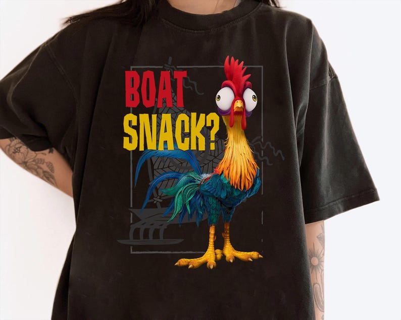 Disney Moana Hei Hei Boat Snack Graphic T-Shirt, Hei Hei Roaster, Disney Family Matching Shirt, Walt Disney World, Disneyland Trip Outfits image 2