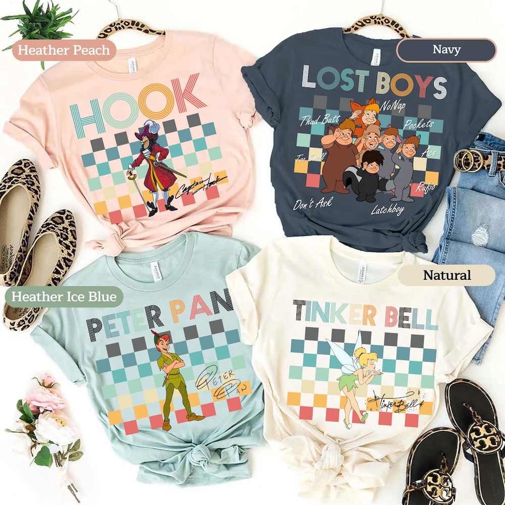 Disney Peter Pan Characters Shirt, Tinker Bell Captain Hook The Lost Boys Shirt, Disney Family Matching Shirt, Disney Group Matching Shirt New Fashion