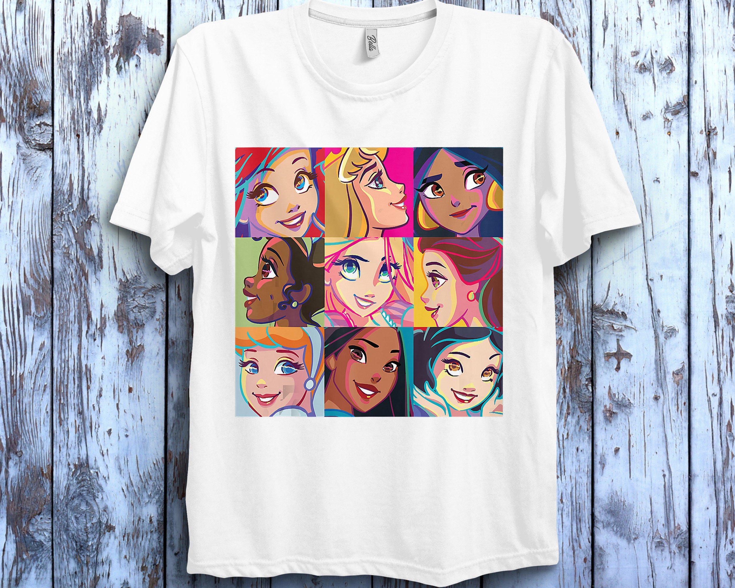 Discover Disney Princess Characters Pop Art Grid T-Shirt