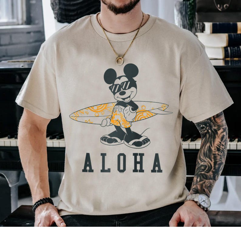 Disney Mickey And Friends Mickey Mouse Aloha Surf T-Shirt, Disneyland Family Matching Shirt, Magic Kingdom Tee, WDW Epcot Theme Park Shirt image 2