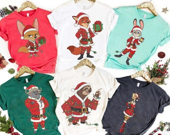 Vintage  Retro Zootopia 2 Characters Christmas Lights Shirt , Judy Hopps Nick Wilde Gary Finnick Tee, Disneyland Family 2026 Trip Xmas Shirt