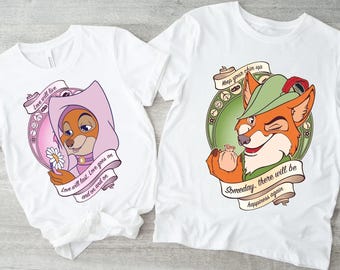 Retro Disney Robin Hood and Maid Marian Fox Shirt, Disney Couple Shirt, Disney Valentine Day Shirt, Disney Family Matching Shirt