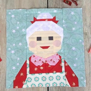 Mrs. Claus Quilt block Foundation Paper Piecing Pattern