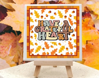 Thanksgiving Ceramic Coasters - Grateful Heart
