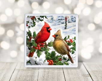 Christmas Ceramic Coasters - Cardinals
