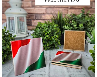 4 Cute Ceramic Coasters - Italian Flag Pride