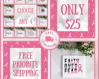 4 Breast Cancer Ceramic Coasters