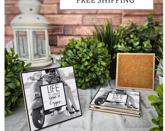 4 Cute Ceramic Coasters - Life Is Short