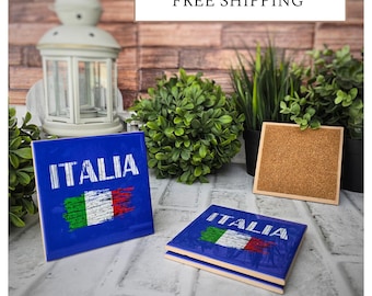 4 Cute Ceramic Coasters - Italia Flag