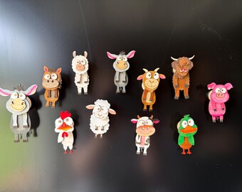Farm Animal Set (9) Wiggle Magnet