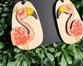 Hand Painted Flamingo Earrings