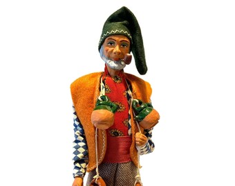 Old Man Smoking Pipe With Jugs On Ropes Around His Neck And In One Hand Marius Chave 1970s Clay Souvenir Figurine Made In Aubagne, France