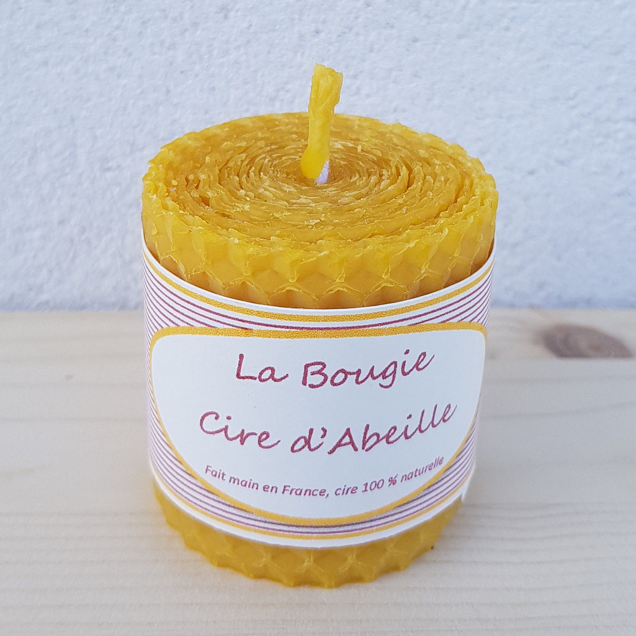 Bougie Pilier Naturelle en Cire d'abeille Naturelle, Hauteur 5 cm, Ø 4 cm