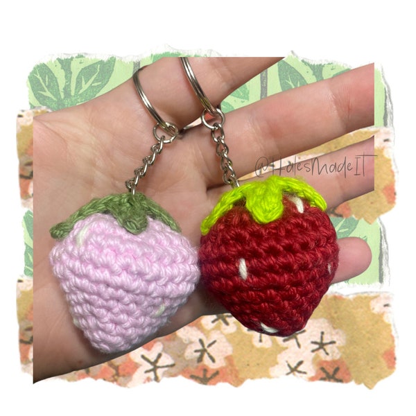 Crochet Strawberry Keychain | Gift for besties or siblings or for parent/kid