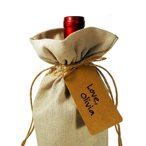 Wine Bottle Burlap Gift Bag Happy Birthday Mother Drawstrings Gift Tag Included Best Mom Ever Happy Birthday For Her Birthday Tote Sack image 2