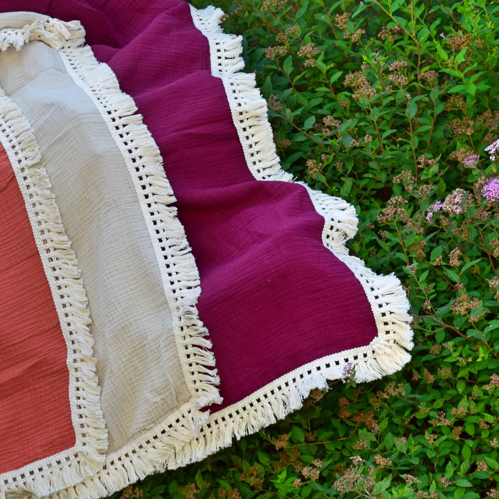 Beige Cream Fringe Swaddle Blanket Baby Muslin Boho Blanket Etsy Canada