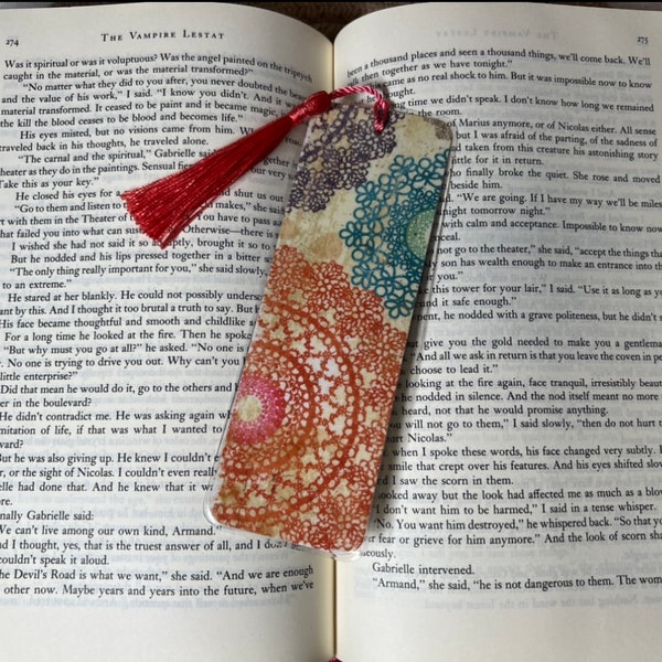 Multi Colored Doilies Handmade, Laminated Bookmark, Sturdy Bookmark, Waterproof, Bookworm, Page Marker, Bookish, Gift, Reading Accessory