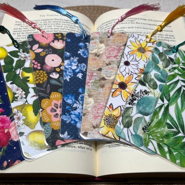 Floral Collection, Handmade Laminated Bookmark, Sturdy Bookmark, Waterproof, Bookworm, Page Marker, Bookish, Gift, Reading Accessory, RTS