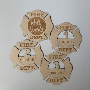 Newborn Milestone Wooden Markers,Fire Dept. Newborn Milestone Markers, Newborn Photos, Fireman
