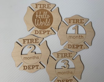 Newborn Milestone Wooden Markers,Fire Dept. Newborn Milestone Markers, Newborn Photos, Fireman