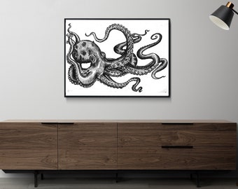 Kraken Octopus - Marine Life - Nautical - Ocean - Wall Print