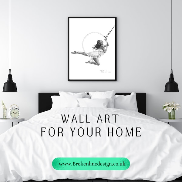 Elegant Aerial Hoop Dance - Acrobatics - Ballet - Aerialist Wall Print