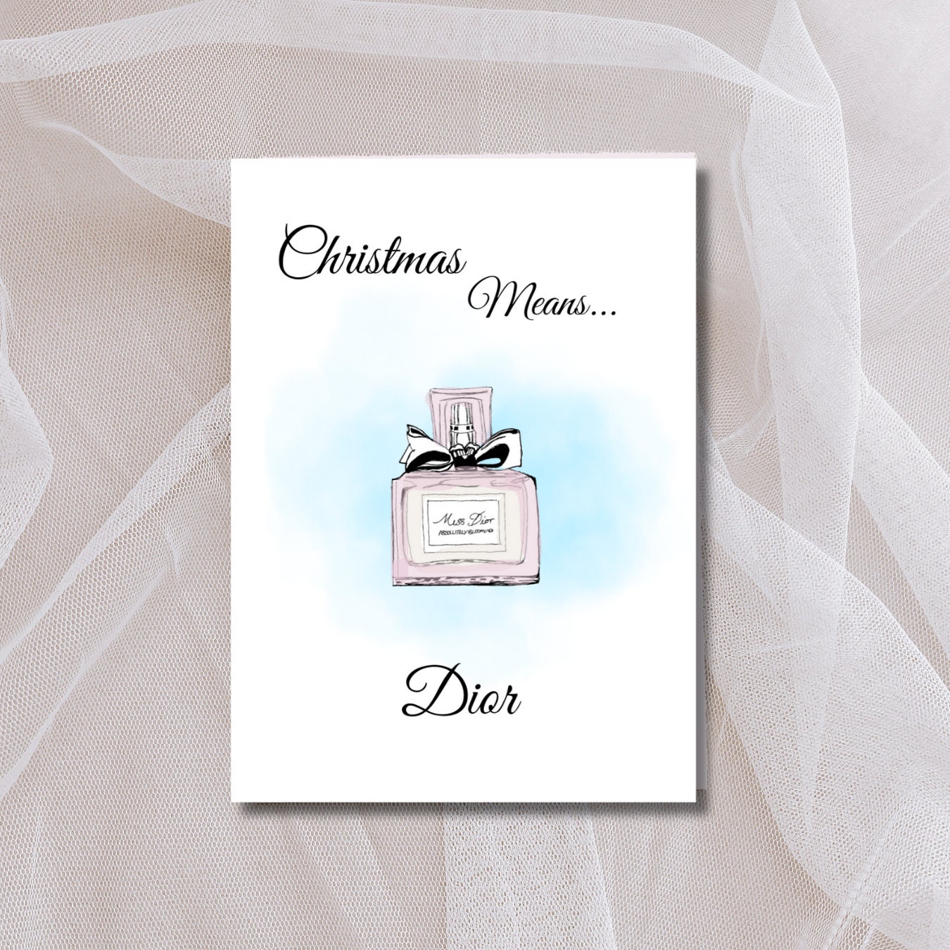 Feminine Christmas Card Perfume Watercolour Design 