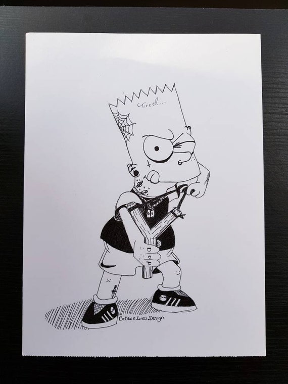 Bart Simpson Gothic Grunge Blackwork Cartoon Art Print Etsy Bart Simpson Gothic Grunge Blackwork Cartoon Art Print Etsy