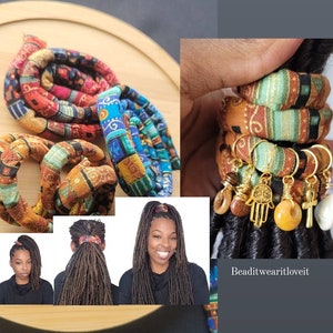 Dreadlock Wrap and Charmed Hair Rings, Thin Wire Twistable Hair Tie, Bendable Dread Wrap, Thick Hair Holder, Locs Hair Tie