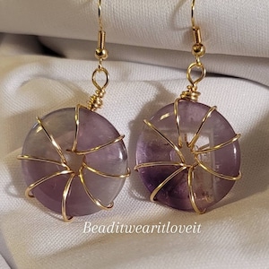 Wire Wrapped Crystal Earrings, Amethyst Earrings